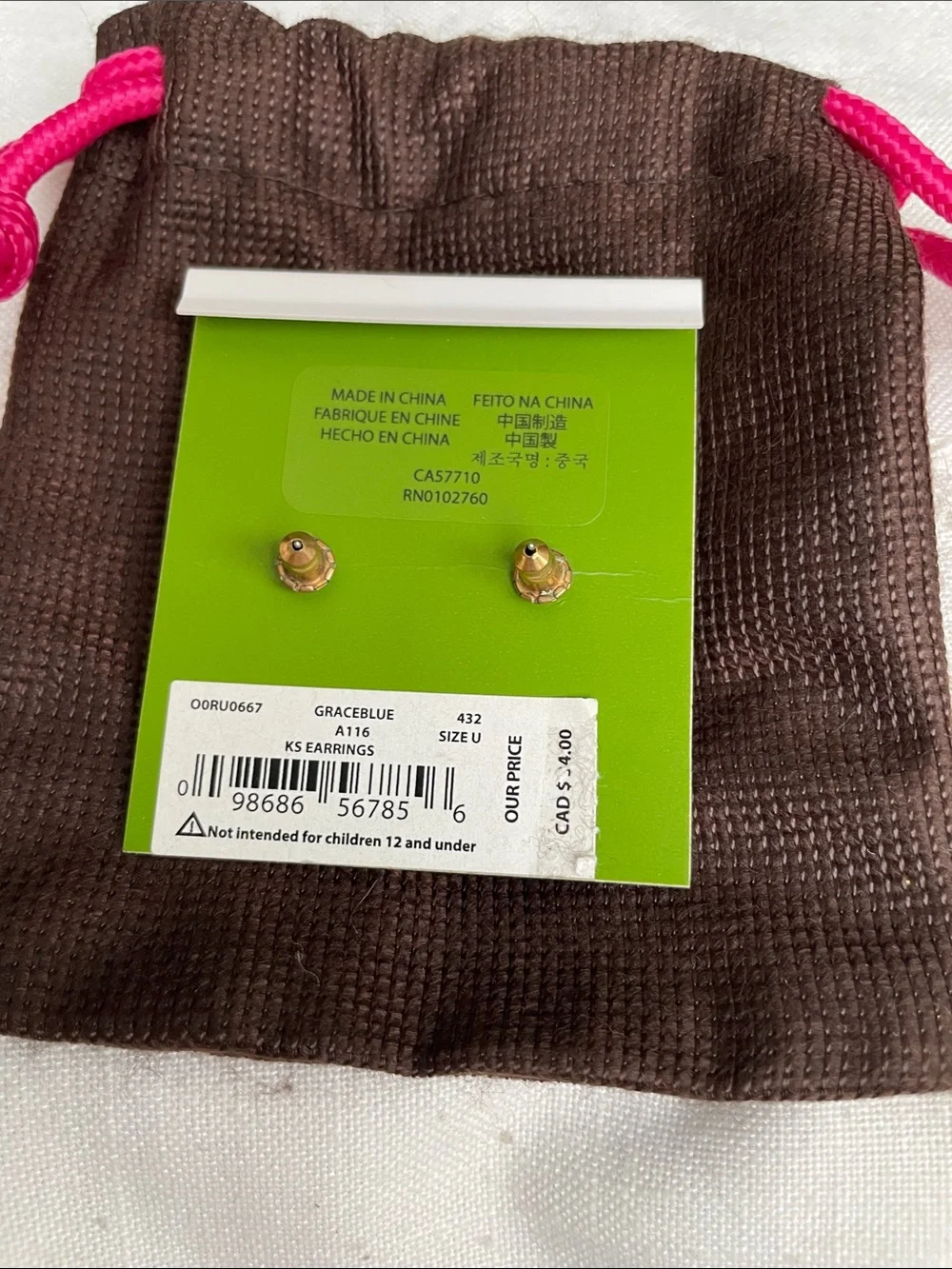 Kate Spade Grace Blue Stud Earrings NWT